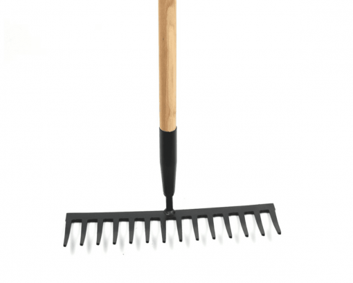 130521 RAKE 14 TINES CARBON STEEL W/WOOD HANDLE