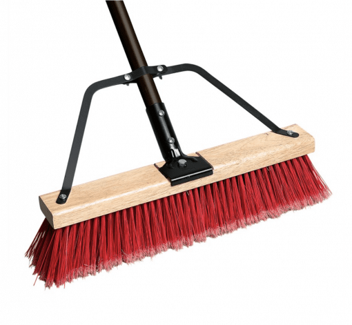 207024 PUSH BROOM 24IN WITH BRACE & HANDLE (RED SOFT/BLACK COARSE)