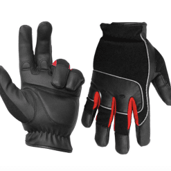 105593 1 PAIR CONTRACTOR GLOVES ANTI-VIBE BLACK/RED WITH PU PALM BLACK (XL)