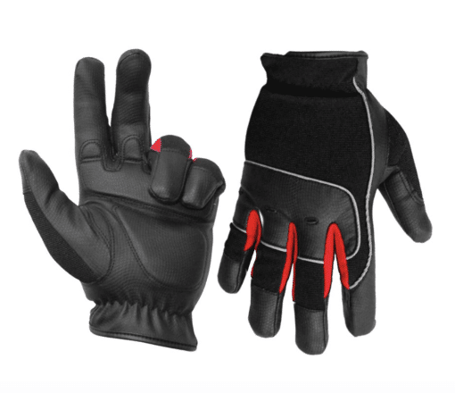 105593 1 PAIR CONTRACTOR GLOVES ANTI-VIBE BLACK/RED WITH PU PALM BLACK (XL)