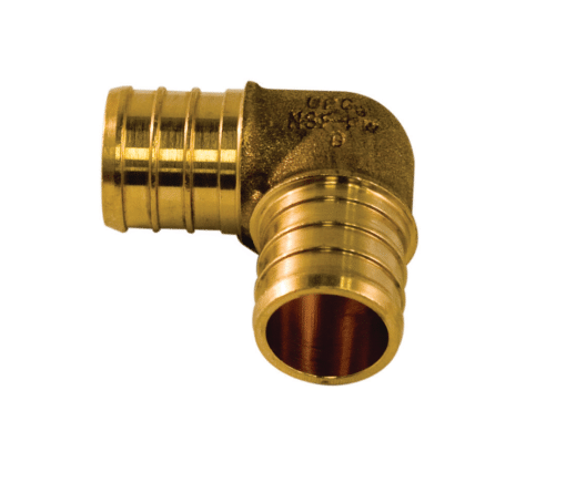 AQUA DYNAMIC 9777-043 PEX FITTING BRASS ELBOW 90 3/4 x 1/2 UPC-A LEAD FREE