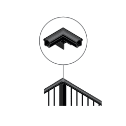 NUVO IRON BLCPC90 Black In-Line  90° Post Cap - Used on a corner post to create a smooth continuous line railing. Screws included.