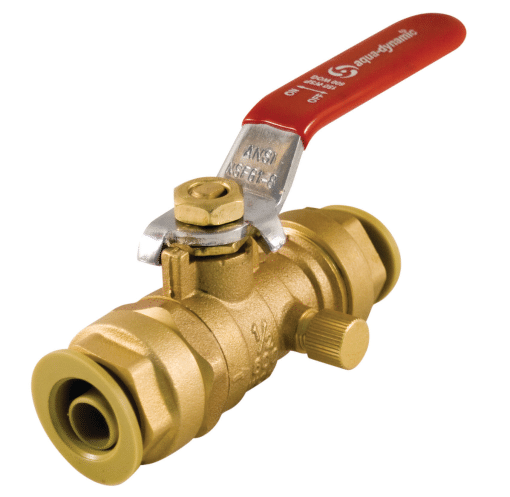 AQUA DYNAMIC 1107-934 BALL VALVE 3/4 PUSH-FIT FULL PORT W/DRAIN LEAD FREE