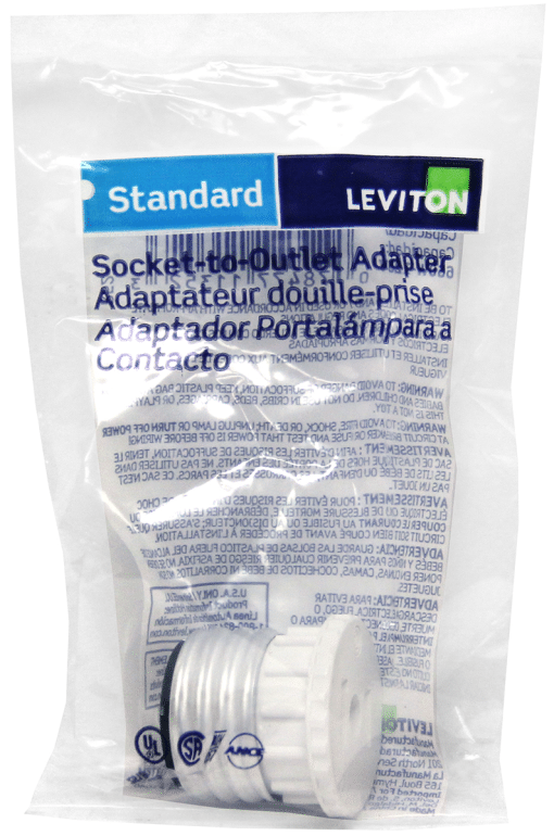 LEVITON 00125 WH ADAPT LAMPH TO REC 660W125V