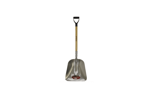 130513 SCOOP SHOVEL ALUMINUM 45Â½ WOOD HANDLE POLY D-GRIP