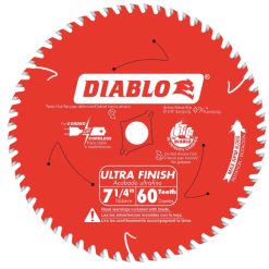 DIABLO D0760A 7-1/4'' x 60T Ultra Finish Blade (Bulk)