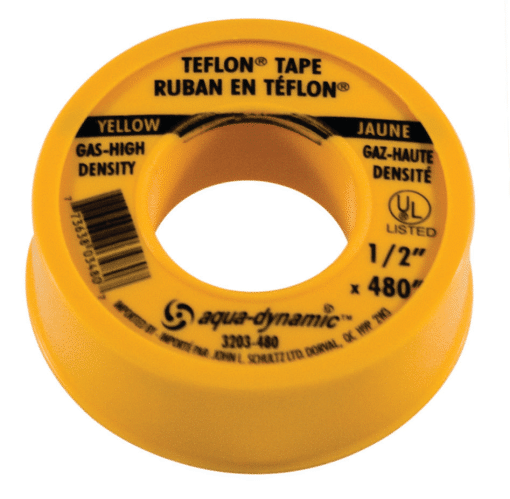 AQUA DYNAMIC 3203-480 TEFLON TAPE 1/2 x 480 YELLOW GAS UL (SO)