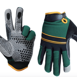 105590 1 PAIR SUPER GRIPPER CONTRACTOR GLOVES GREEN/BLACK WITH SYNTHETIC LEATHER PALM GRAY(L)
