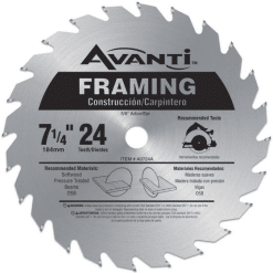 AVANTI A0724A 7-1/4'' x 24T Framing Blade (Avanti) (Bulk)