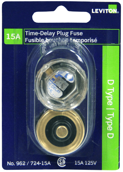 LEVITON 00962 FUSE PLUG D RATED 15A125V