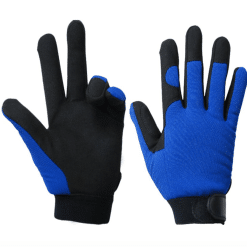 105596 1 PAIR MECHANIC GLOVES BLUE/BLACK WITH SYNTHETIC LEATHER PALM BLACK (XL)