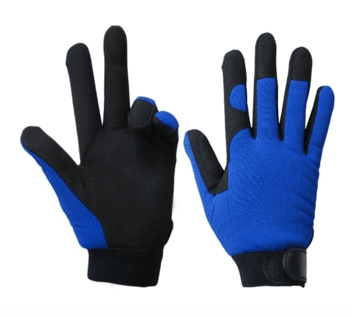 105596 1 PAIR MECHANIC GLOVES BLUE/BLACK WITH SYNTHETIC LEATHER PALM BLACK (XL)