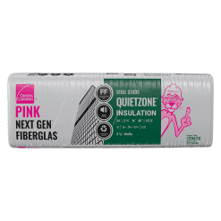 OWENS CORNING QUIETZONE 2X4 STEEL STUD 16 INCH EcoTouch PINK FIBERGLAS Acoustic Insulation 16-inch x 48-inch x 3.7/8-inch (128 sq.ft.)