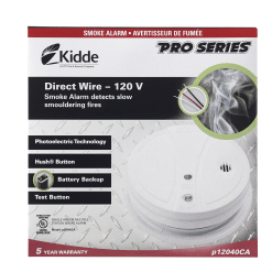 KIDDE PPE120CA Hardwire Photoelectric Smoke Alarm with Battery Back-up