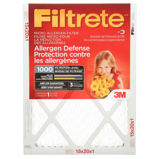 Filtrete Allergen Defense Micro Allergen Filter, MPR 1000, 15 in x 20 in x 1 in