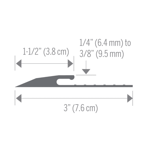 M-D PRO FPRD2130BLK12 1/4" (6.4 MM) VINYL INSERT REDUCER - BLACK - (ST-040) - 1-1/2" (3.8 CM) W1, 3" (7.6 CM) W2 X 12 FT. (3.7 M) L