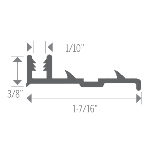 M-D PRO CM1751MIL12 ALUMINUM CAP TRACK - PINNED - MILL FINISH (MIL) - 3/8 IN. (10 MM) X 12 FT. (3.7 M)