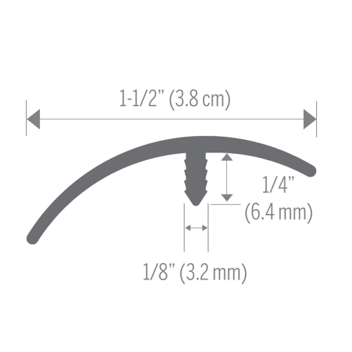 M-D PRO FPCM1121GRY12 1-1/2" (3.8 CM) NARROW LEG VINYL E CAP - EMBOSSED - GREY - (ST-048) - 1/4" (6.4 MM) H X 1/8" (3.2 MM) W X 12 FT. (3.7 M) L