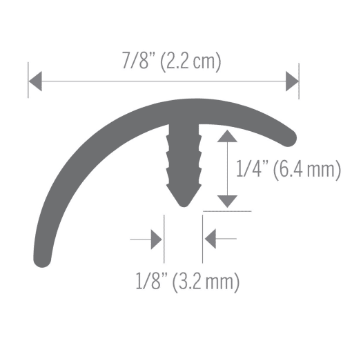 M-D PRO FPCM1120GRY12 7/8" (2.2 CM) NARROW LEG VINYL E CAP - EMBOSSED - GREY - (ST-048) - 1/4" (6.4 MM) H X 1/8" (3.2 MM) W X 12 FT. (3.7 M) L