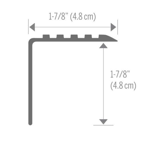 M-D PRO FPNS4020GRY12 1-7/8" (4.8 CM) VINYL DROP OVERLAP STAIR NOSING - GREY - (ST-048) - 1-7/8" (4.8 CM) W X 12 FT. (3.7 M) L