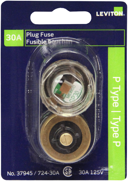 LEVITON 37945 FUSE PLUG P RATED 30A125V