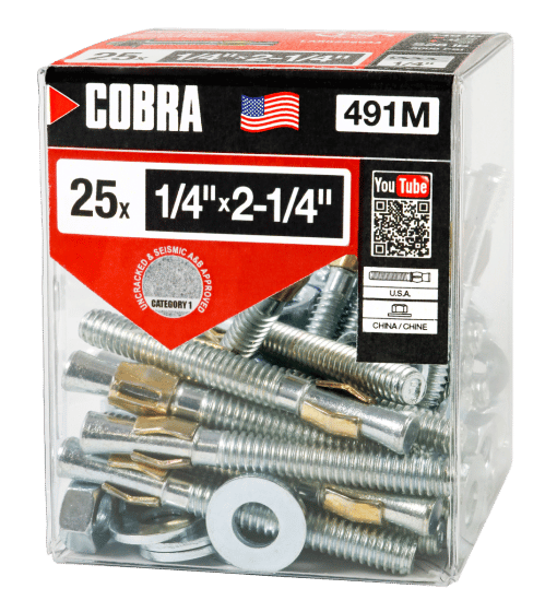 COBRA 491M PARAWEDGE 1/4X2 1 4''(25)