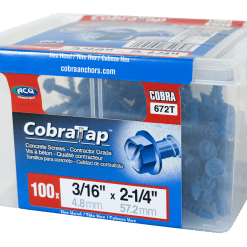 COBRA 672T CONCRETE SCREWS  HEX HEAD 3/16'' X 2 1/4'' + DRILL BIT  (100)