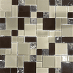 PREMIUM MOSAIC - 12 X 12 CAPPUCCINO PATT. GLASS/STONE MOSAIC - 1 PC