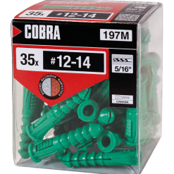 COBRA 197M PLASTIC ANCHORS  #12-14-16X1-1/2'' NO SCREWS (35)