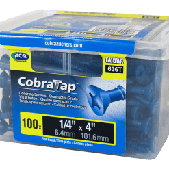 COBRA 636T CONCRETE SCREWS  FLAT HEAD 1/4'' X 4'' + DRILL BIT  (100)
