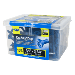 COBRA 633T CONCRETE SCREWS  FLAT HEAD 1/4'' X 2 3/4'' + DRILL BIT  (100)