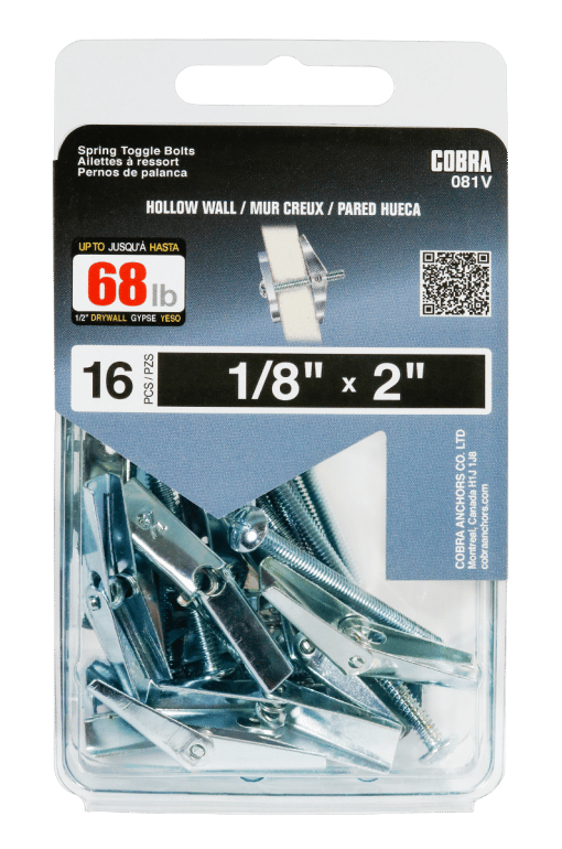 COBRA 081V SPRING TOGGLE BOLTS 1/8X2''(16)