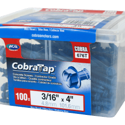 COBRA 676T CONCRETE SCREWS  HEX HEAD 3/16 X4 + DRILL BIT  (100)