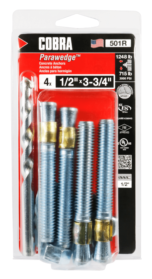 COBRA 501R PARAWEDGE 1/2''X 3 3/4'' (4)