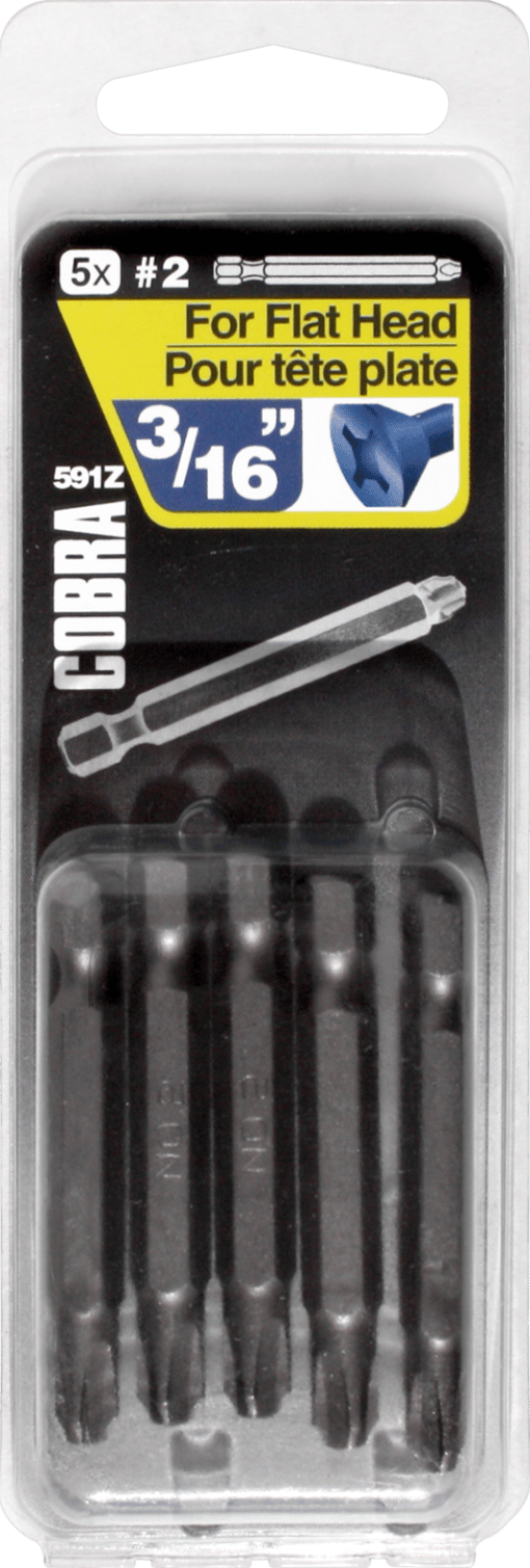 COBRA (592Z) RECEX DRIVE BITS #3 X 2'' (Screws 1/4'') (X5)