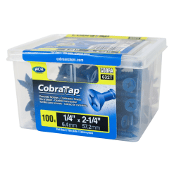 COBRA 632T CONCRETE SCREWS  FLAT HEAD 1/4'' X 2 1/4'' + DRILL BIT  (100)
