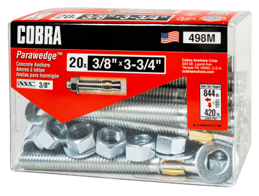 COBRA 498M PARAWEDGE 3/8'' X 3 3/4'' (X 20)