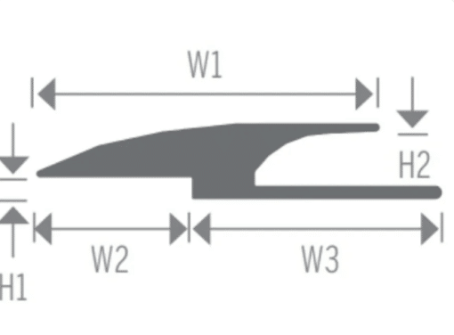 M-D PRO FPRD2330MGY12 1/8" (3.2 MM) - 1/4" (6.4 MM) VINYL REDUCER - MEDIUM GREY - (ST-028) - 1-3/8" (3.5 CM) W2, 5/8" (1.6 CM) W2, 1" (2.5 CM) W3 X 12 FT. (3.7 M) L