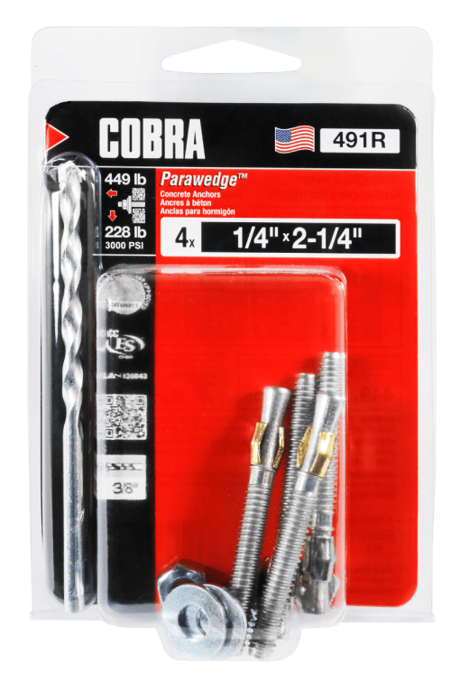 COBRA 491R PARAWEDGE 1/4''X 2 1/4'' (4)