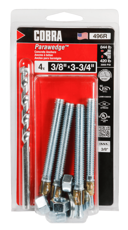 COBRA 496R PARAWEDGE 3/8''X 3 3/4'' (4)