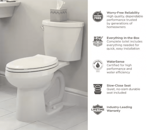 AMERICAN STANDARD RELIANT RIGHT HEIGHT ELONGATED COMPLETE TOILET