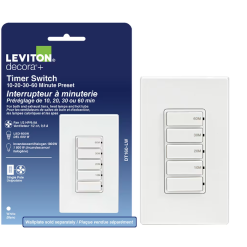 LEVITON DT160-742 DECORA  60 MINUTE DIGITAL COUNTDOWN TIMER WITH WALLPLATE