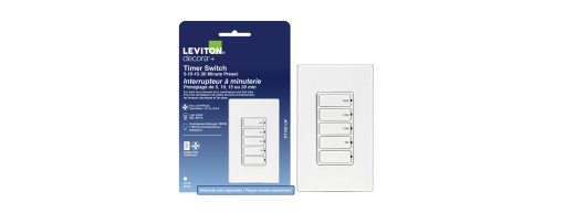 LEVITON DT130-742 DECORA 30 MINUTE DIGITAL COUNTDOWN TIMER WITH WALLPLATE