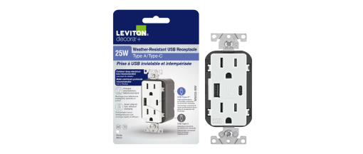 LEVITON W5633-742 WEATHER RESISTANT USB TYPE A/C RECEPTACLE 15A