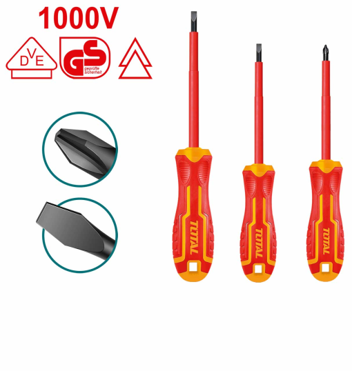 TOTAL TOOLS THTIS036 3 PCS INSULATED SCREWDRIVER SET (VDE CERTIFIED)