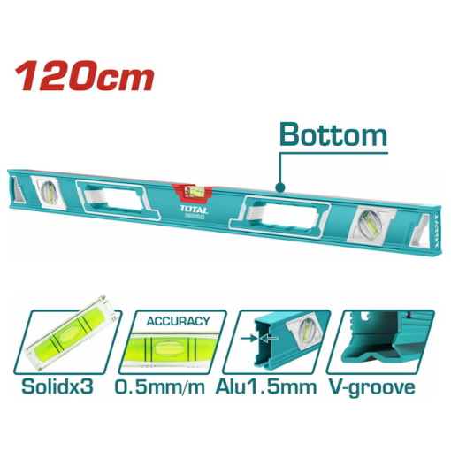 TOTAL TOOLS TMT212086M 48" SPIRIT LEVEL WITH POWERFUL MAGNETS